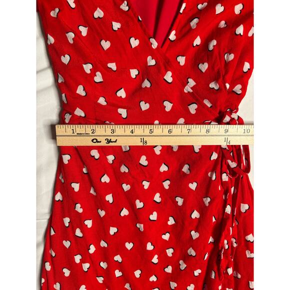 Aritzia Sunday Best Women’s Red Mini Wrap Dress With Hearts Size XXS - Picture 4 of 9